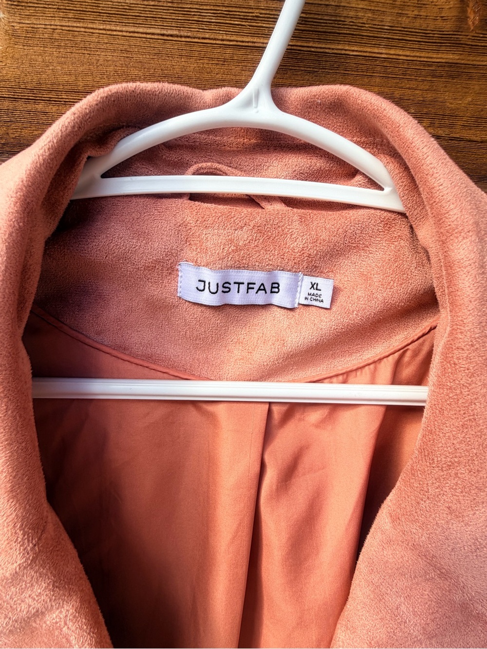 JustFab Coral Plush Open-Front Jacket